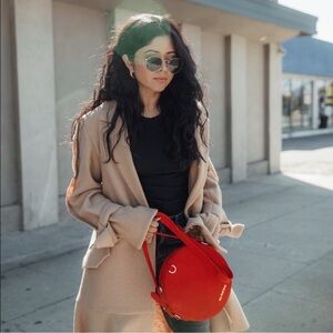 The Wolf Gang Sol Circle Crossbody in Suede Blue
